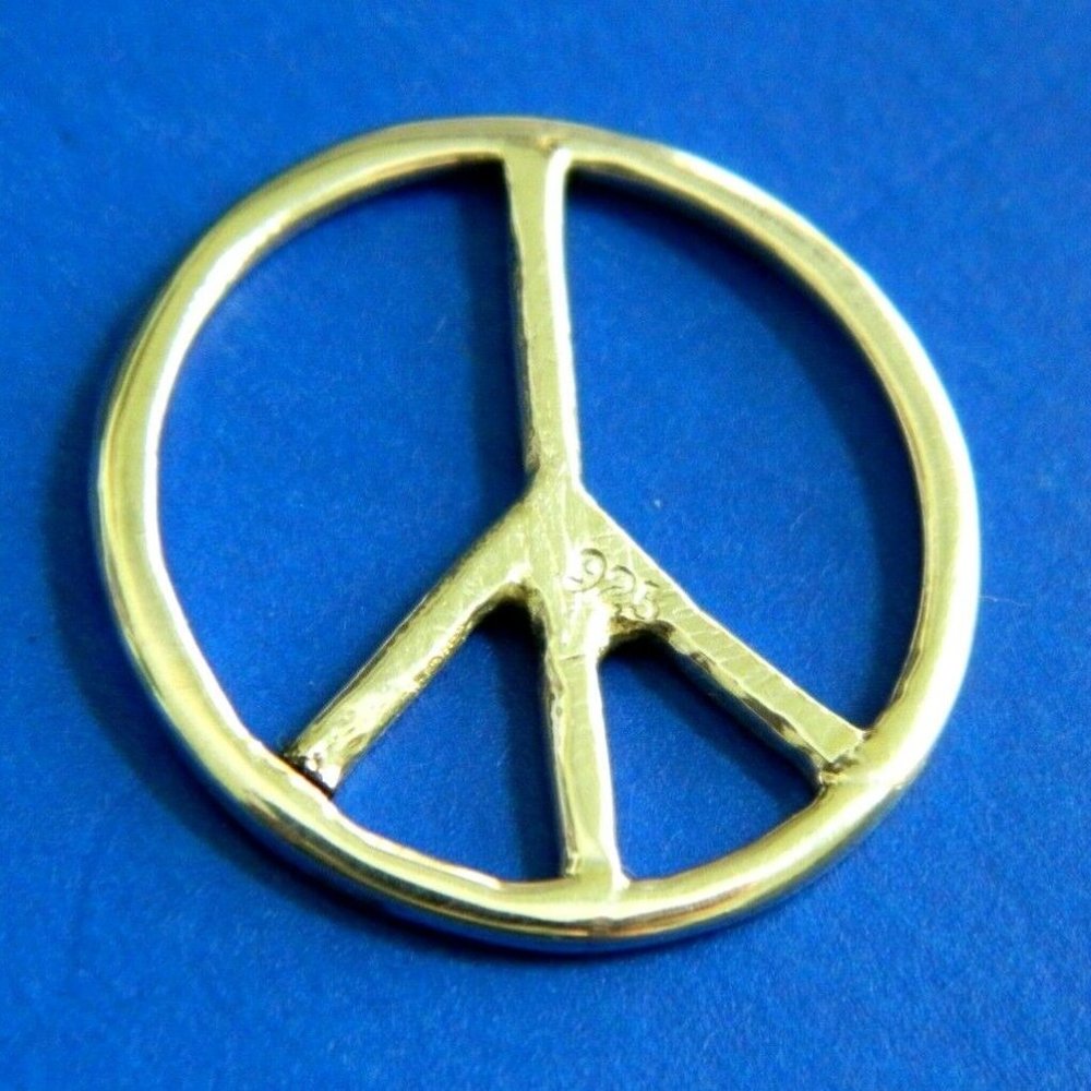 Peace Sign Pendant Charm Marked 925 Sterling Silver Handmade USA Jewelry